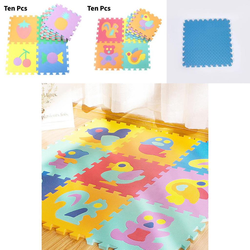 Foam Baby Crawling Mat With Cartoon Puzzle Blocks For Toddler Playroom