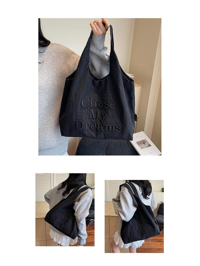 Bolsa Tote de Lona Bordada em Nylon Feminina 2025 - Bolsa de Ombro Único para Compras e Uso Diário