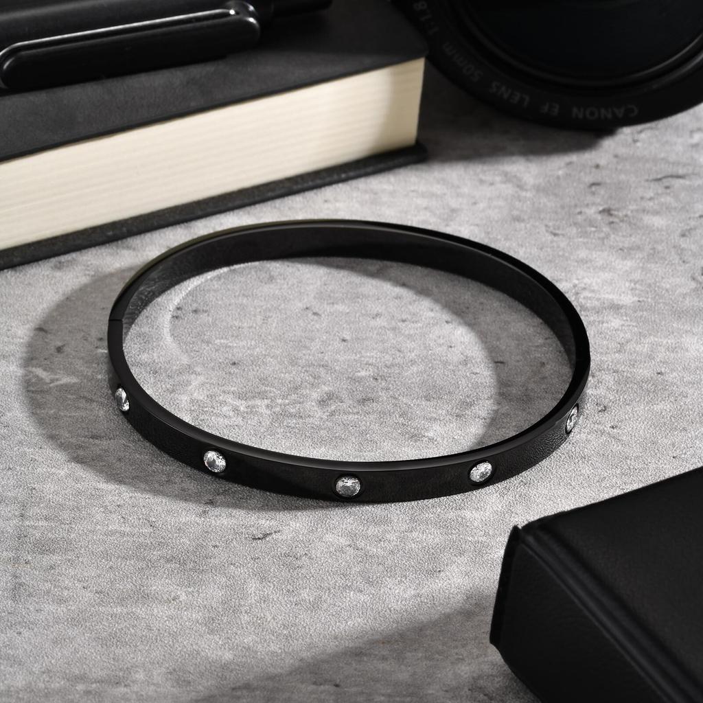 6MM Stylish Men's Bangles,Waterproof AAA CZ Stone Stainless Steel Bracelet,Valentine's Day Anniversaries Birthday Gift for Him