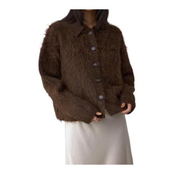 [AZUL by moussy] Cardigan Shaggy Collared Knit Cardigan Women s 250IAB70-3481