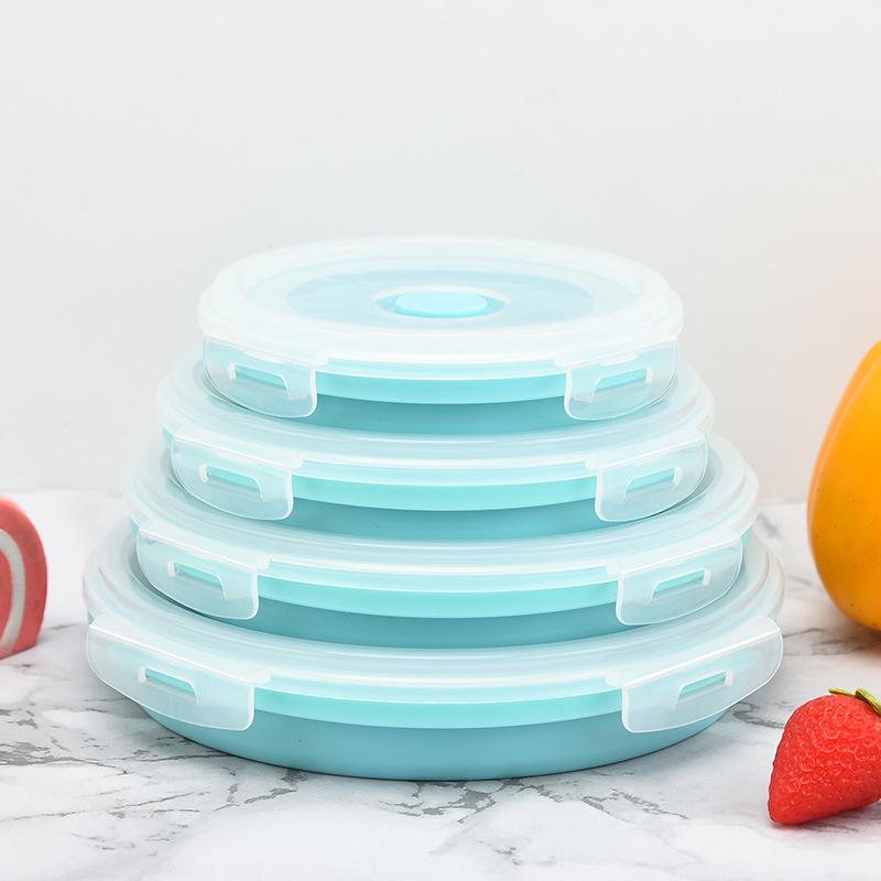 Microwave-Safe Foldable Silicone Lunch Box - High-Temp Resistant, Portable & Fresh-Keeping