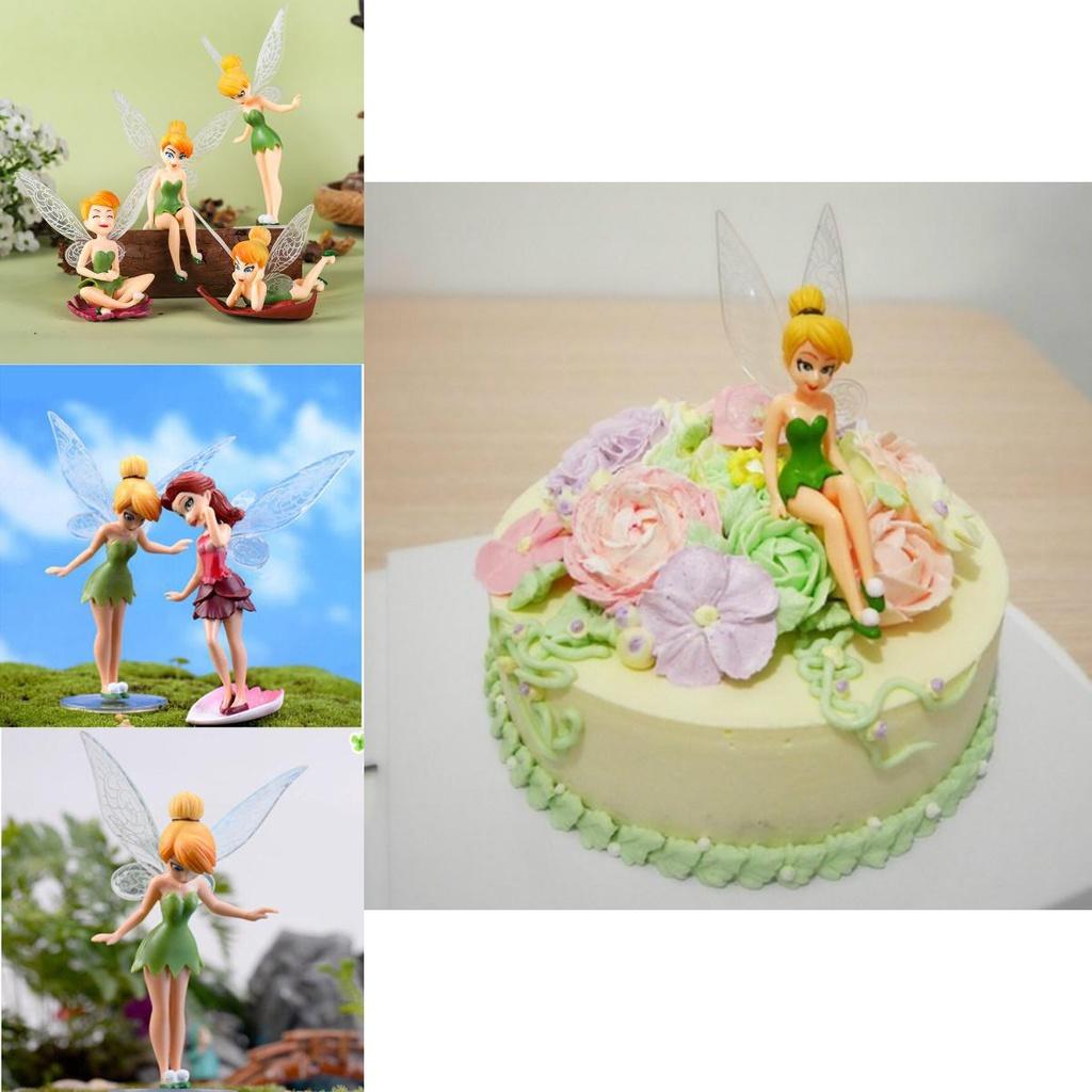 Flower Fairy Miniature Dollhouse Garden Decor Set Of 6 Fly Wing Figures Hand-painted Plastic Material 5-10cm Size