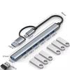 USB 3.0 Hub 7 In 1 Multi-port Type C Hub 7 Port Usb 3.0 Usb2.0 Adpater for Macbook Laptop Tablet & PC