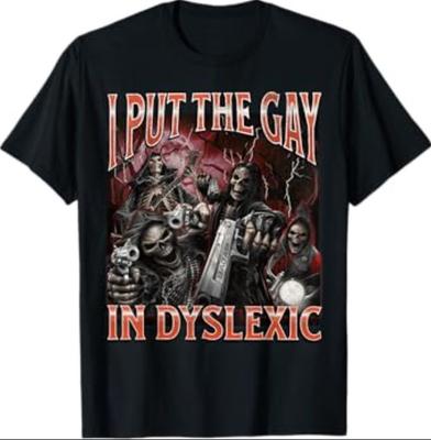 Ich stecke das Schwule in Legastheniker Lustig Hartes Skelett Meme Bootleg T-Shirt