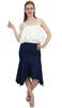 Bimba Women's Navy Blue Asymmetrical Hem Denim Skirt With Side Zip Closure-L