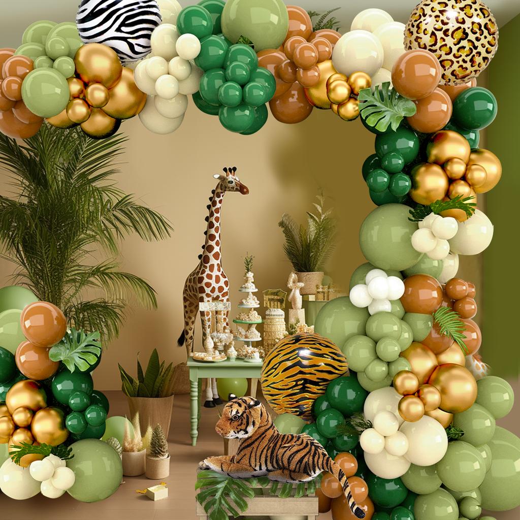Jungle Animal Balloon Garland Arch Kit Jungle Safari Birthday Party Supplies Kids Boy Baby Shower Latex Balloons Party Decor