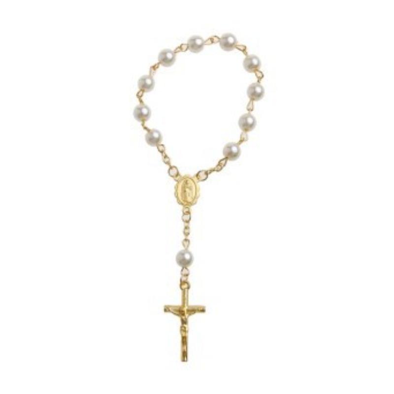 5/10pcs Baptism Catholic Communion Cup Gift Center Cross Rosary Bracelet Bead for Baptism Favors Christening 5pcs