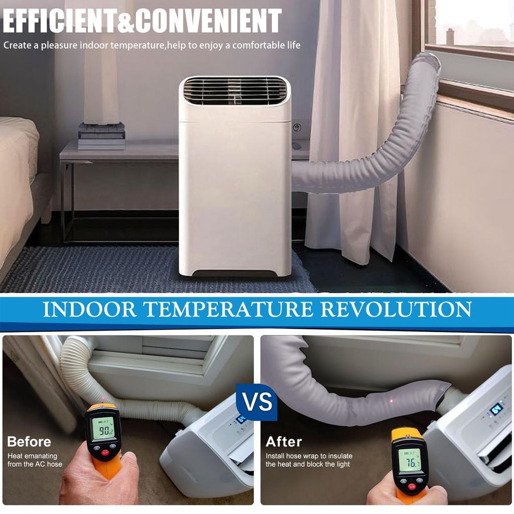 Portable AC Hose Cover Portable Air Conditioner Cover Tube Sleeve Flexible Insulated Dust Proof Fit 5.9 Inch 5 Inch Diameter