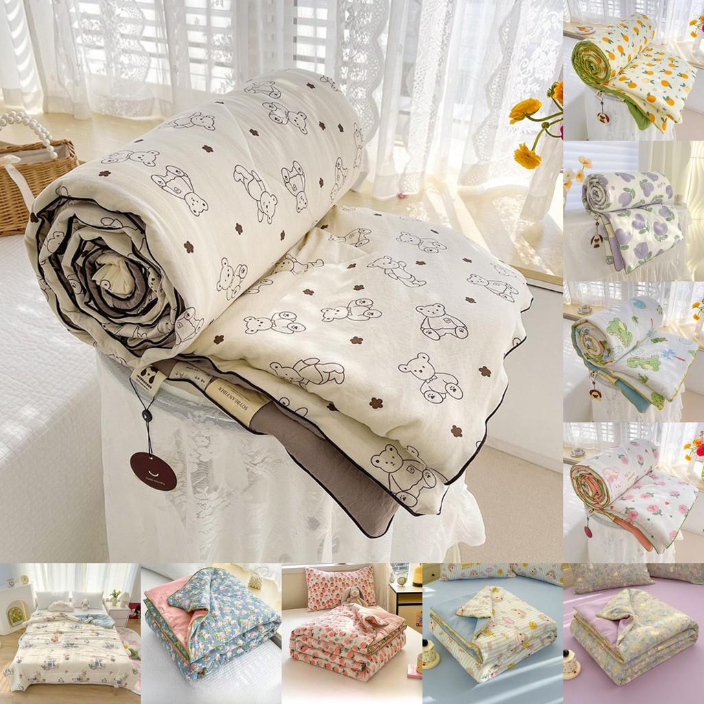 Rabbit Bear Dinosaur Strawberry Print Washed Cotton Summer Air Quilt Conditioner