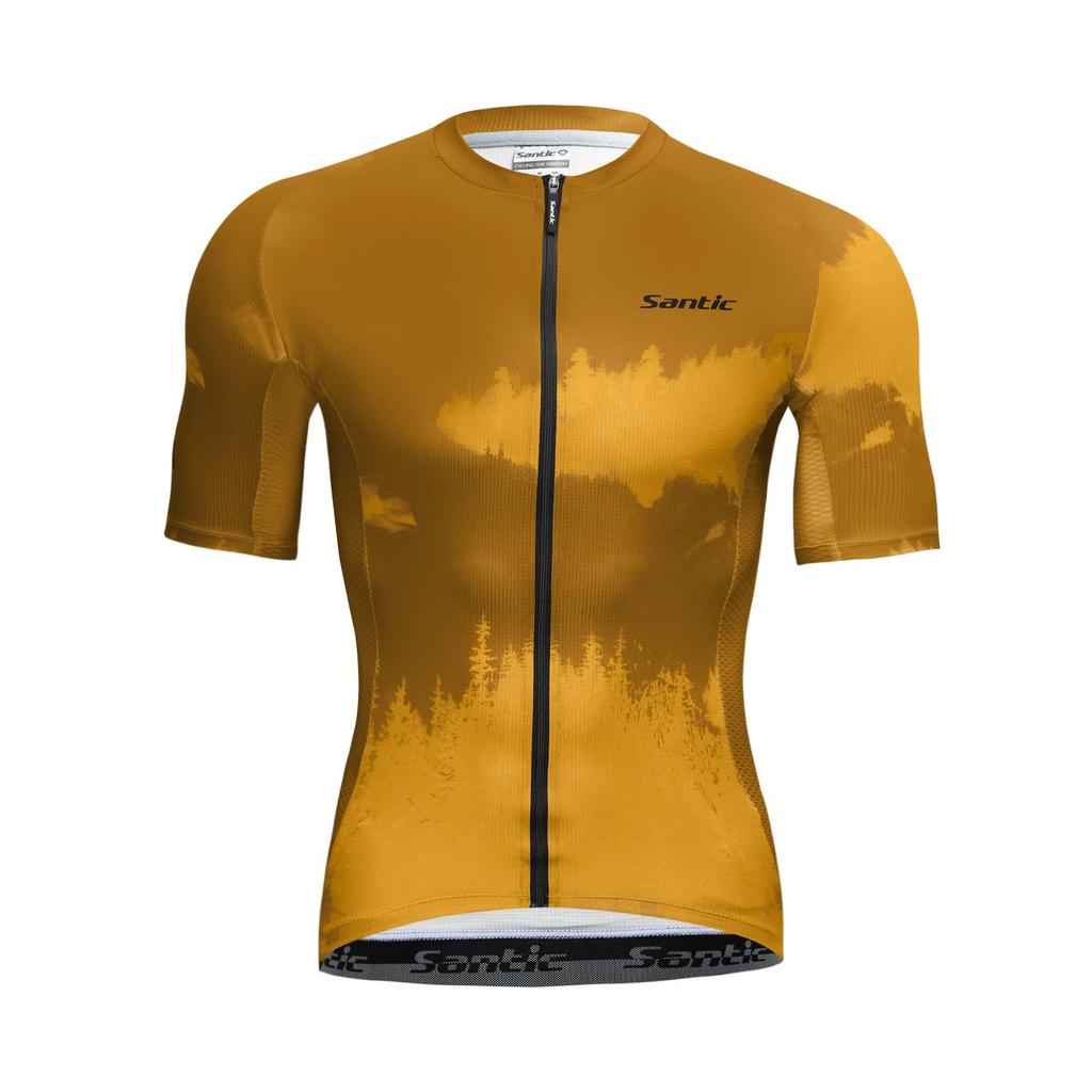 Santic Men's Short Sleeve Cycling Jersey, Breathable, Moisture-Wicking, Quick-Drying, UV Protection