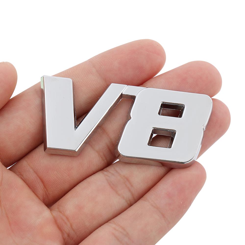 3D Auto Decal Car Sticker 4WD V6 V8 Car Sticker Trunk Lid Vehicle Tailgate Chrome Emblem Badge Car Styling Silver Accessories