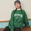 Reebok Letter Print Knit Loose Crewneck Pullover American Vintage Sweatshirt Unisex Sweatshirt Dark-Green 23FRC353UGL1