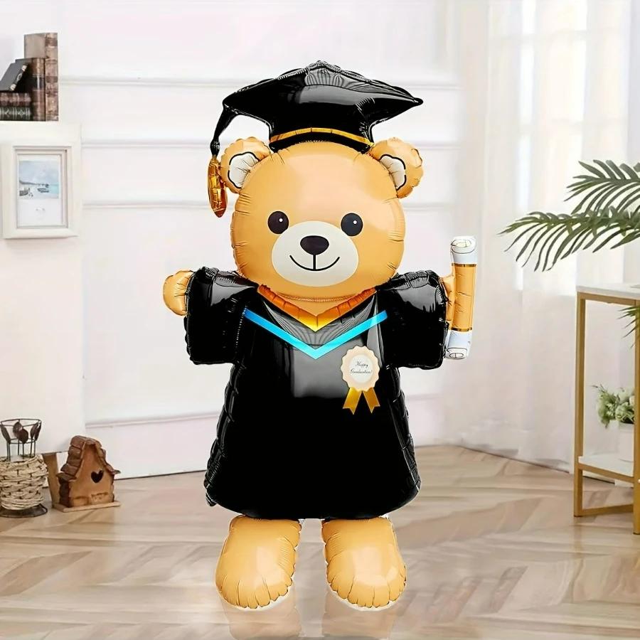 

1pc Giant Graduation Bear Balloon 155cm - Graduation Ceremony Party Decor, Photo Booth Prop Gift for Graduate 61.2in чёрный