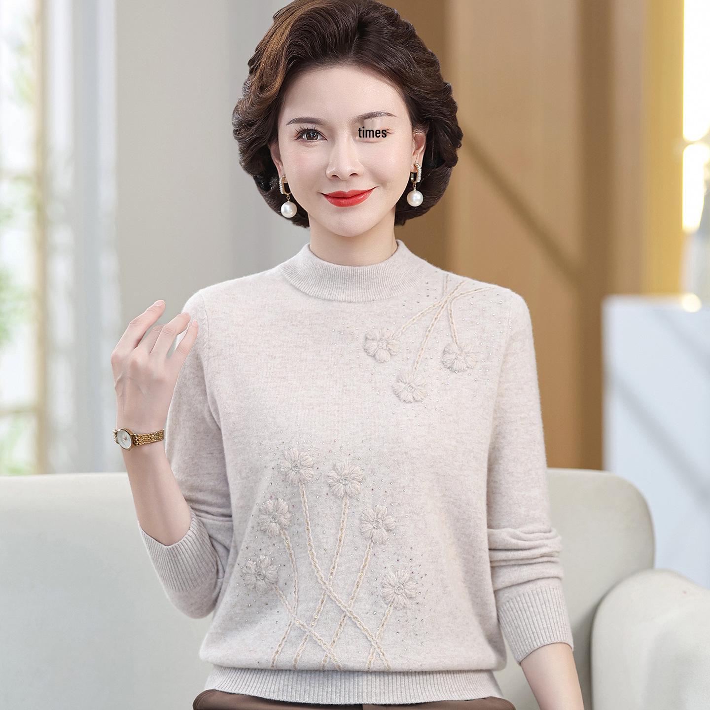 Женский свитер с высоким воротником из 100 чистой шерсти - Большой размер Свободный крой M 85-100 jin 5950₽