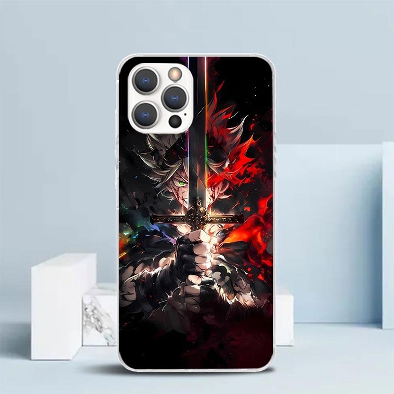 Black C-Clovers Anime Phone Case For IPhone 16 17 Air 16E 15 14 Plus 13 Mini 12 11 Pro Max 7 8 + SE 2020 Soft TPU Back Cover 16