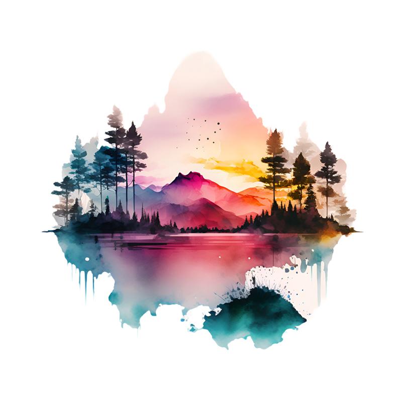 Mountains and Rivers Nature Views Car Sticker Vinyl Decal Waterproof Rear Window Motorcycle Camper Bumper Truck Laptop Decoration SH1221