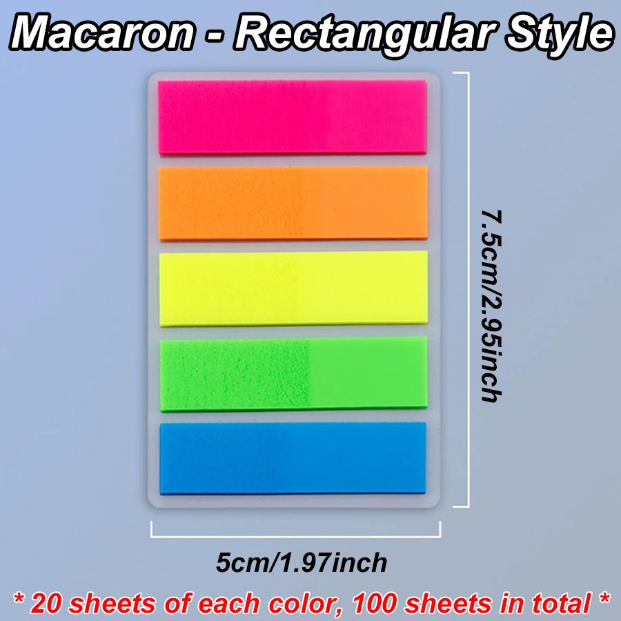 100pcs 5-Color Writable Fluorescent Guidance Label Self-adhesive Note Indicator Sticker Quick Flipping Bookmarks School Supplies