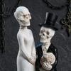 Gothic Romantic Gift Skeleton Bride And Groom Figurine Resin Skull Wedding Couple Statue Desk Accessory Desktop Sculpture for Day of The Dead