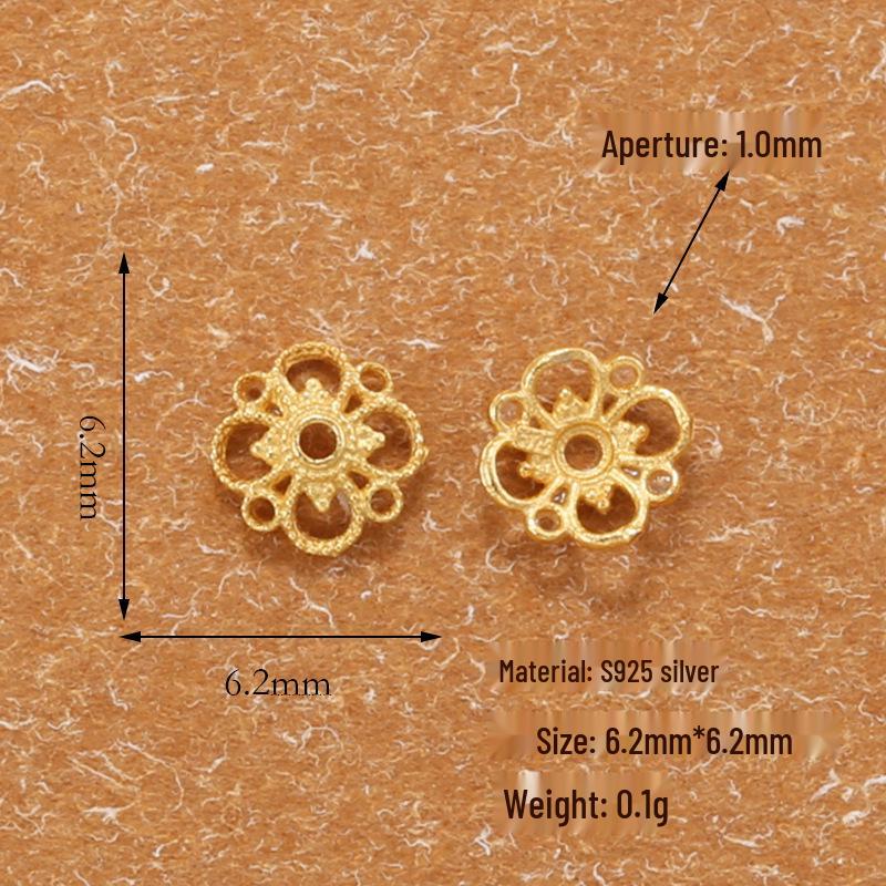 Gold-Plated S925 Sterling Silver Flower Bead Base Bracelet - Handmade DIY Jewelry Accessories