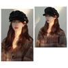 PU Leather with UV Slimming [Qzkouma] Women's Casquette, Hat, Autumn/Winter Cap, Brim, Protection, Effect, Stylish, PYUB-170 (Black)