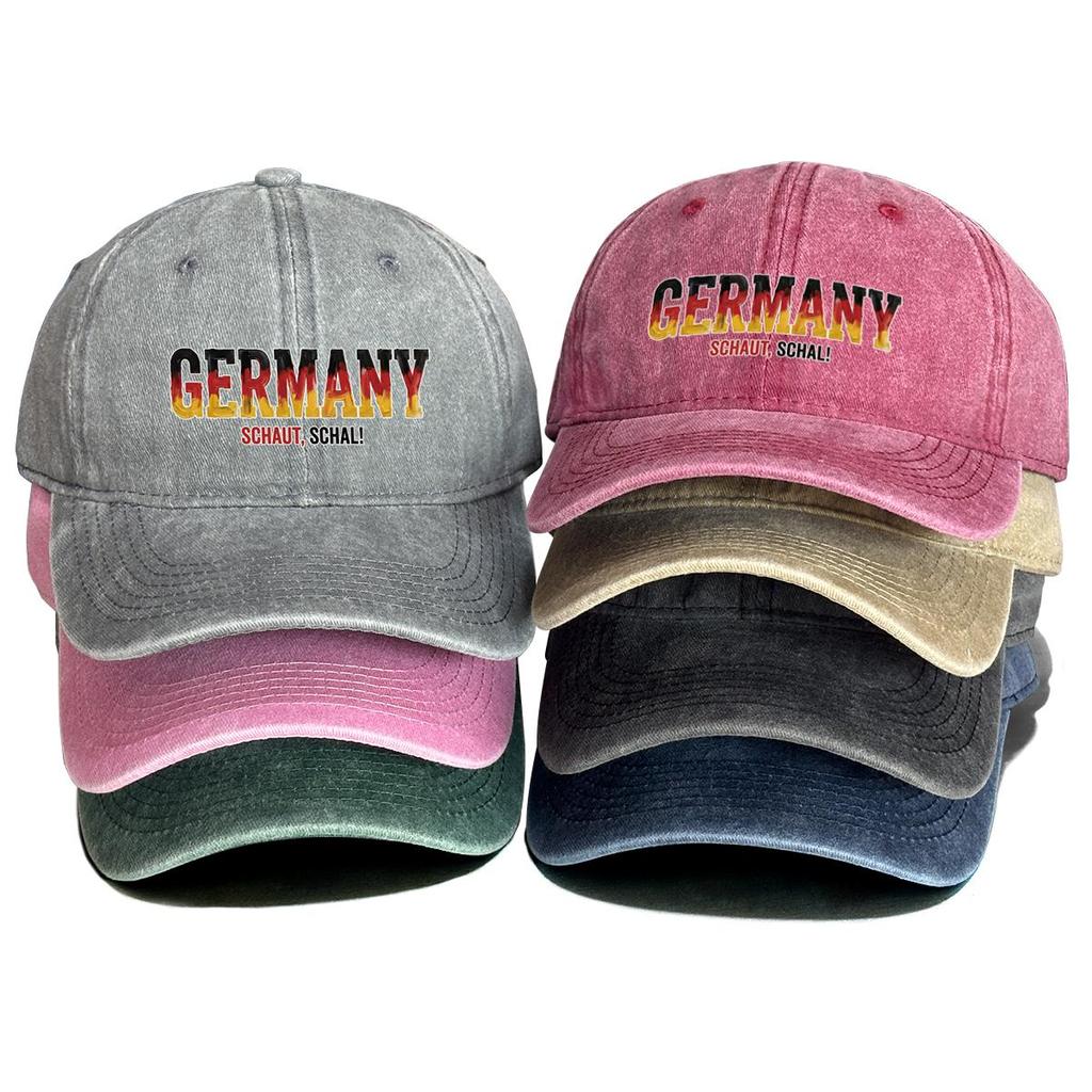 Baseball Hat With "GERMANY" "SCHAUT, SCHAL" Flag Printed , Adjustable Sun Hat Sporting Fashion Raw Brim Cozy Dad Hat