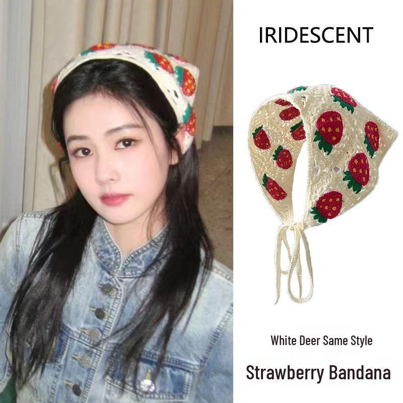 Ręcznie robiona szydełkowa trójkątna chusta na głowę: Francuski Retro, Wszechstronny, Styl Pastoralny