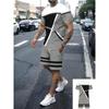 Summer Fashion Comfort Plus Size Sports Leisure Comfortable Two-piece Set Letter Stripes 3D Printing Loose Breathable Men's Sports Wear