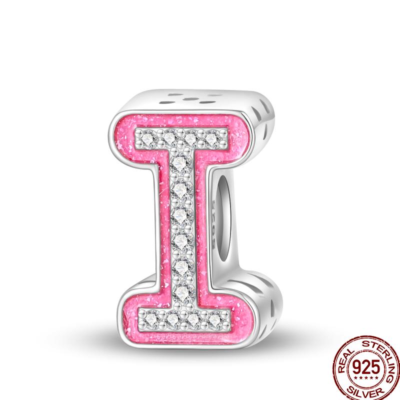 Copper Pink 26 Letters Valentine'S Day Gift Beads Suitable For Pan Original Bracelet Diy Birthday