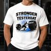 Gym Motivation T Shirt Stronger Than Yesterday Fitness Workout Lifting Lover Apparel Vintage Breathable Graphic