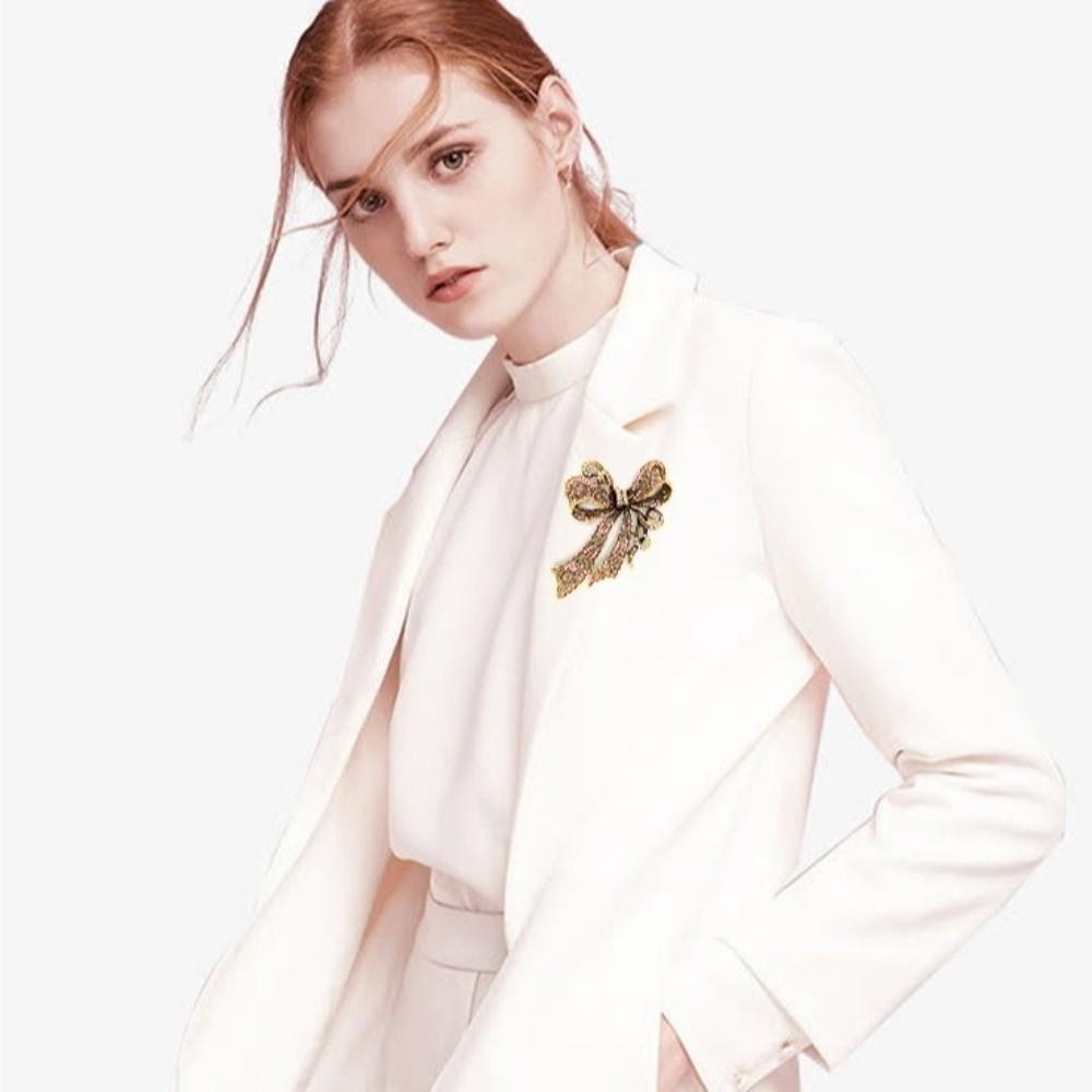 Luxury Rhinestone Bow Brooch Exquisite Bowknot Pin Fashion Corsage Decoration  Gift Giving