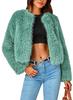 Winter jacket short jacket faux fur long-sleeved pockets thermal jacket autumn and winter clothes