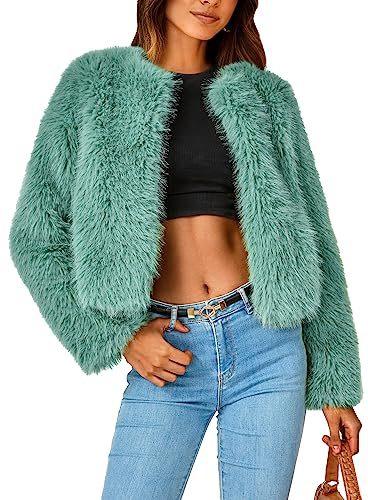 Winter jacket short jacket faux fur long-sleeved pockets thermal jacket autumn and winter clothes