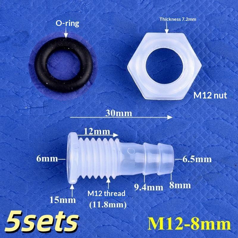 5 Sets M5-M16 Thread To 3-12Mm Aquarium Water Tank Inlet Outlet Joint Irrigation Hose Connectors Pp Straight Bulkhead Connector