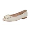 Soft Leather Flat-soled Single Shoes Women's Summer New Square Head Two Wear Versatile Ladyshoes Shallow Mouth Soft Sole One Pedal Work Shoes