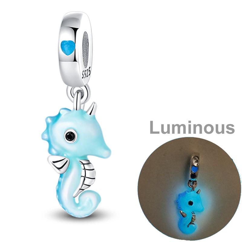 Copper Colorful Luminous Charms Bead Shell Turtle Butterfly Star Dangle Fit Bangle Bracelets Diy Jewelry Marking