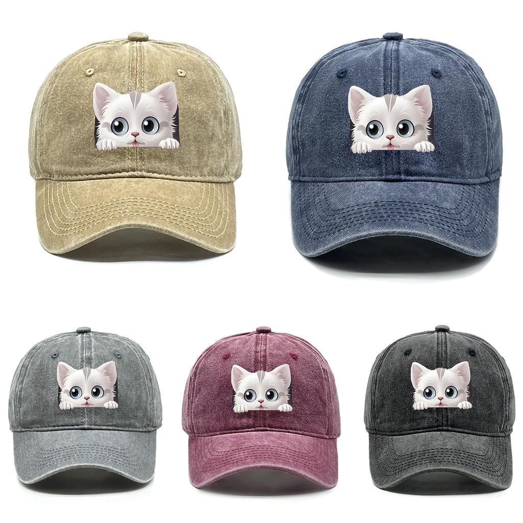 Cute Cat Print Snapback Sun Hat Cat Avatar Woman's Cap Cozy Adjustable Strap Baseball Hat Perfect For Outdoor Accessory