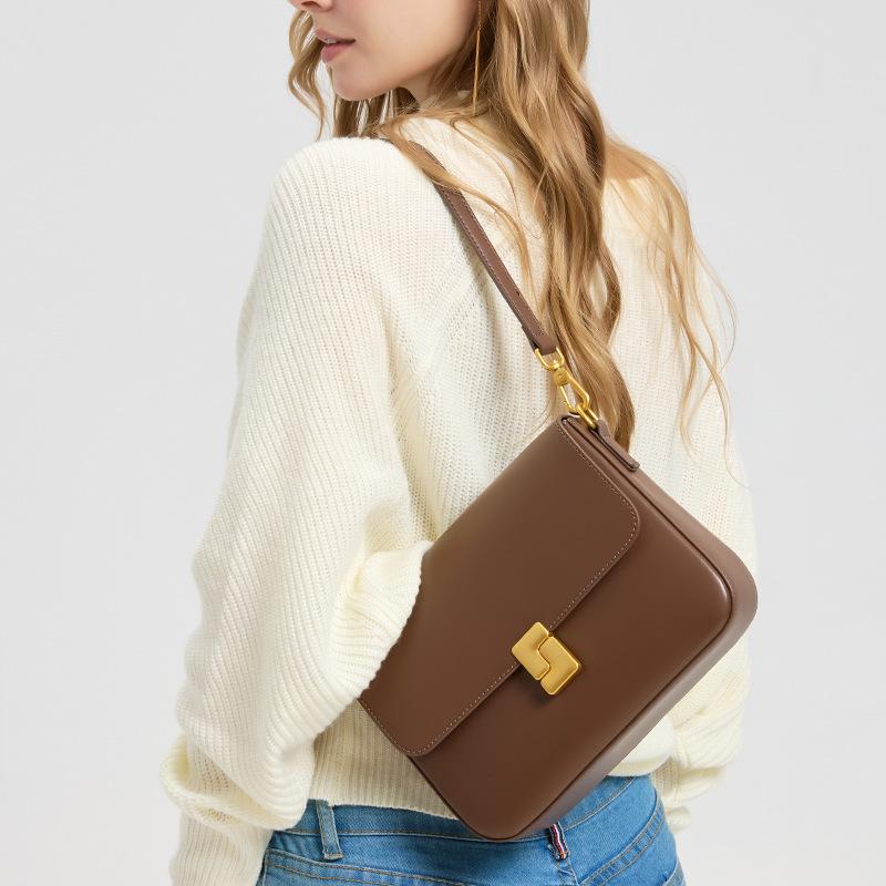 High-end Niche Design Bag for Women 2025 New Genuine Leather Women's Bag Retro Fashion Commuter Shoulder Bag Crossbody Bag