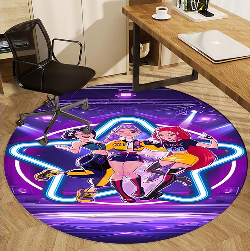 Tappeto Rotondo con Motivo KPop Demon Hunters, Tappetino da Interno/Esterno, per Picnic, Sala Giochi, Camera da Letto, Ufficio, Soggiorno, Tappeto Decorativo per la Casa, Regalo di Compleanno