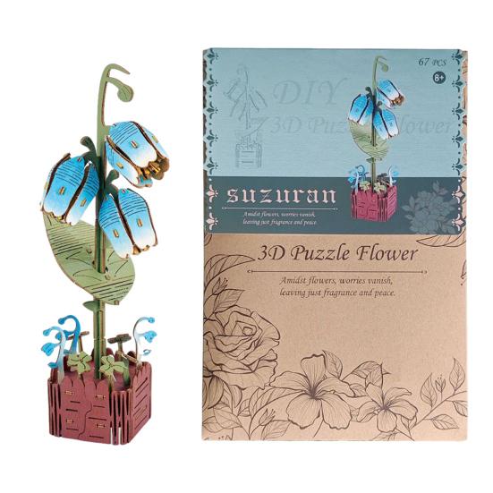 3D Wooden Flower Puzzle Kit for Adults DIY Botanical Bouquet Building Set Wood Sunflower/Rose Floral Craft Kit for Stress Relief Housewarming Gifts