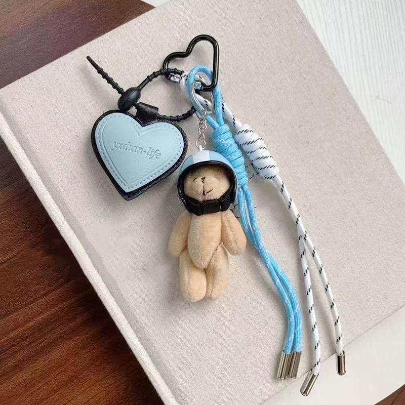 Ciondoli Portachiavi a Catena con Cordoncino in Silicone Peluche in Pelle a Forma di Cuore Fascino da Donna Ciondolo da Borsa Anello Portachiavi per Coppia Giocattolo Regalo per Bambini Gioielli Chiave