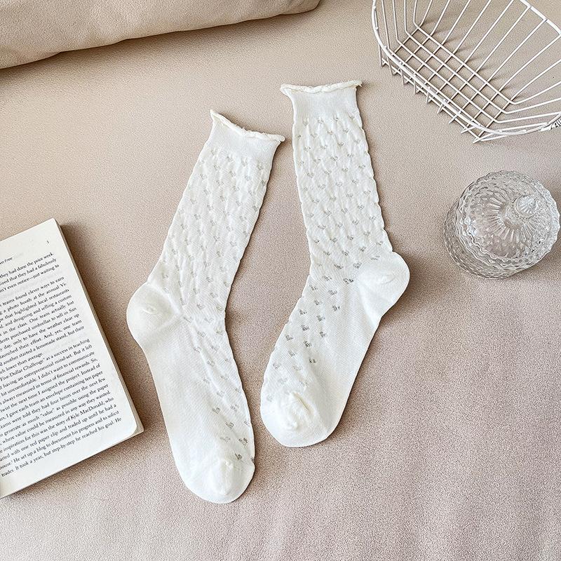 

Женские летние тонкие балетные дышащие бесшовные белые гольфы средней длины 1 pair