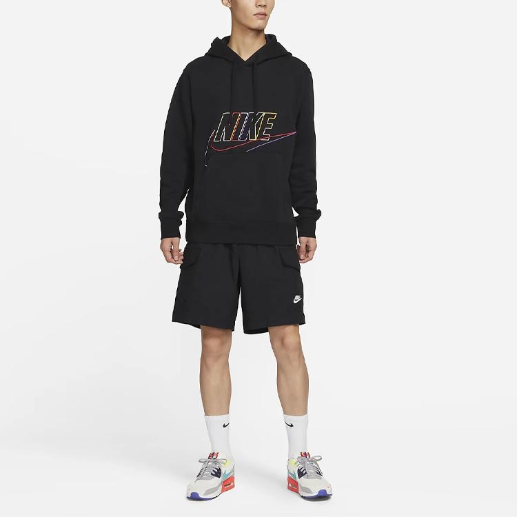 Nike Embroidered Logo Hoodie With Drawstring Men Tops Black DX0542-010