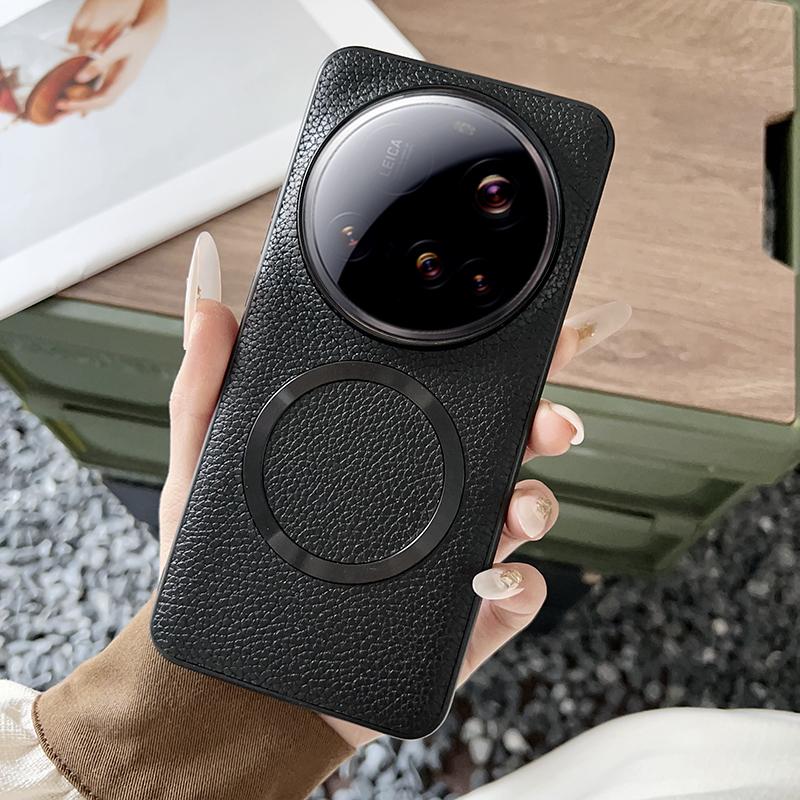 Pro pouzdro Xiaomi 15 Ultra Kompatibilní s MagSafe PU kůže+TPU Zadní kryt telefonu