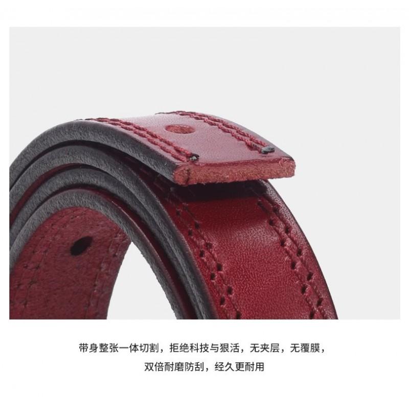 Red Vintage Leather Belt Women 2-4cm Wide Pin Buckle Fits Jeans