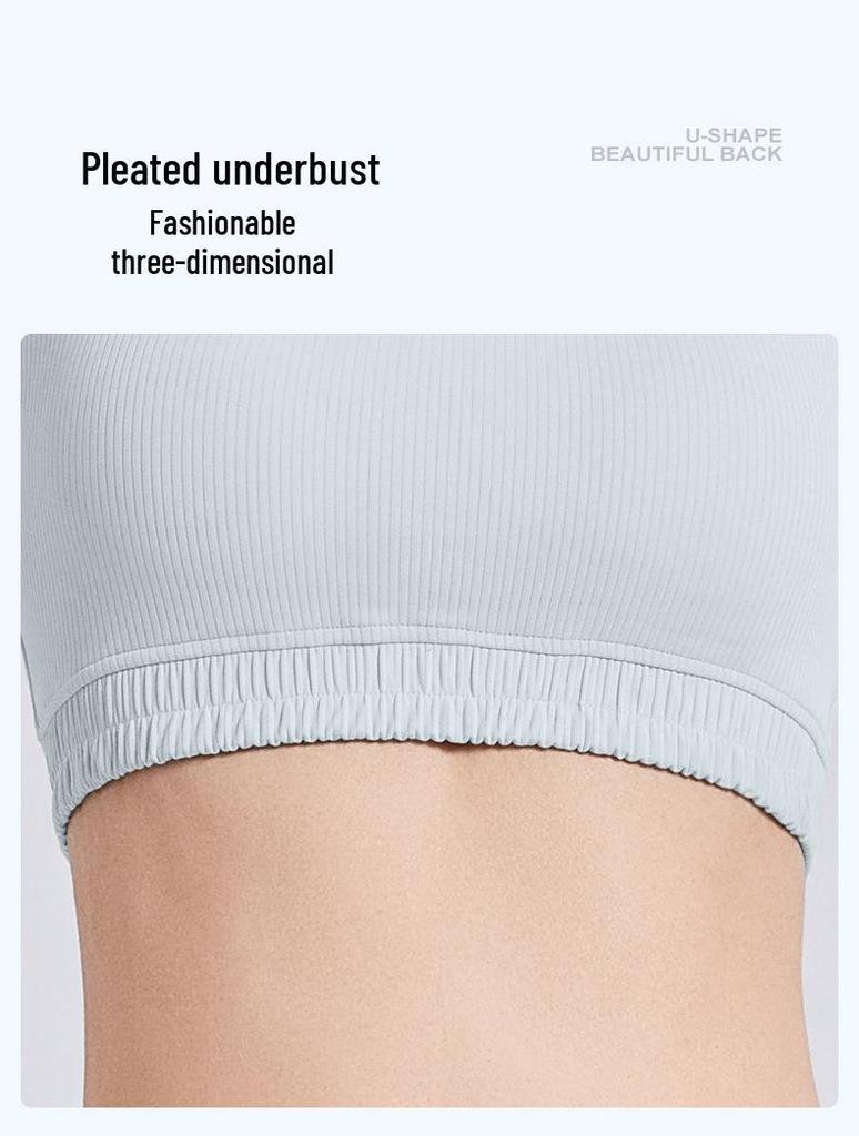 Women's High-Impact Striped Sports Bra - Shockproof, Anti-Exposure, Anti-Side Boob