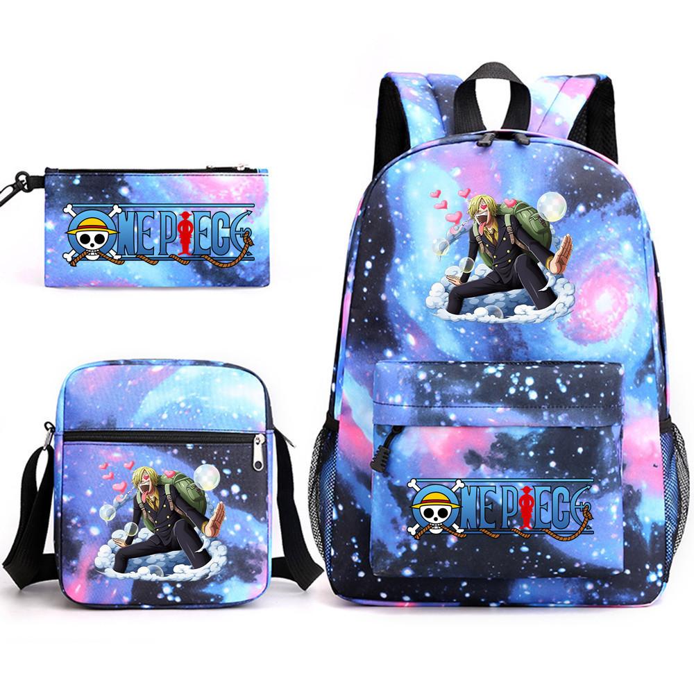 One Piece Anime Rucksack für Schüler Outdoor Campus Schultasche mit Federmäppchen Digitaldruck
