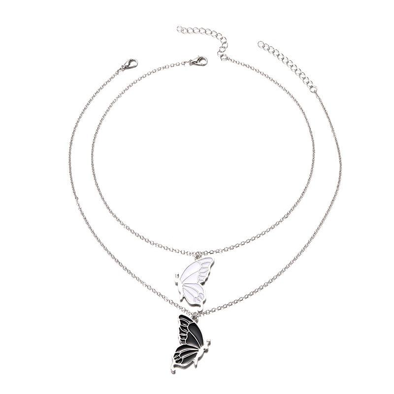 Exaggerated jewelry personalized e-commerce butterfly pendant fashionable versatile alloy couple stacked necklace woman