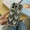 Electroplating Pleated Love Mobile Phone Case Is Suitable For Apple 17Promax Portable Rope Iphone16 Epoxy Silicone Anti-Drop.