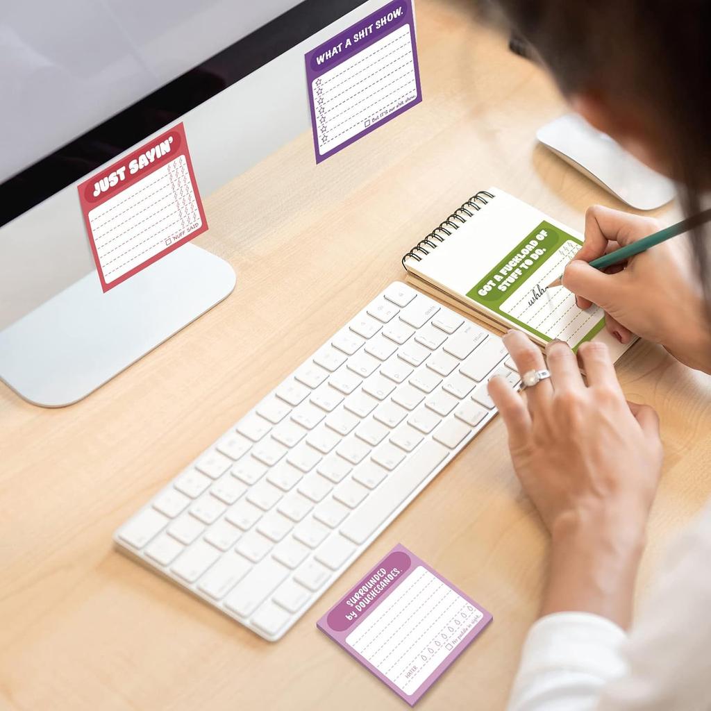 12 Pcs Funny Sticky Notes with Fun Messages 3 x 3 Inch Funny Work Notepads for Coworkers Self Stick Mini Notepads Small to Do List for Adults Office