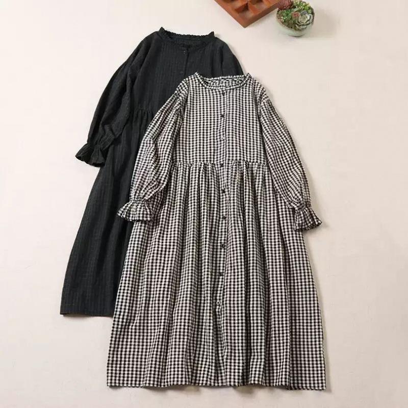 

Plaid Long sleeved Dress Cardigan Long Dress XXL темно-зелений колір